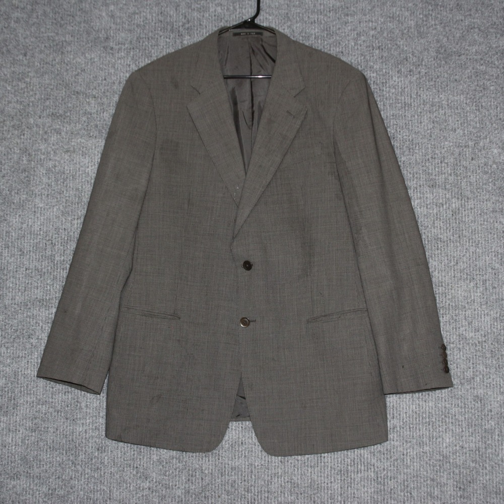 Armani Collezioni Mens Wool Suit Jacket Blazer Made in Italy Gray Size 44L